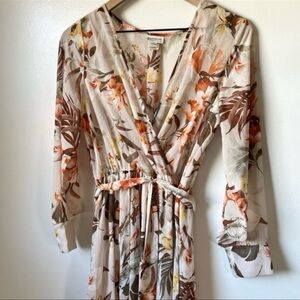 NWOT en focus studio belted floral long sleeve dress